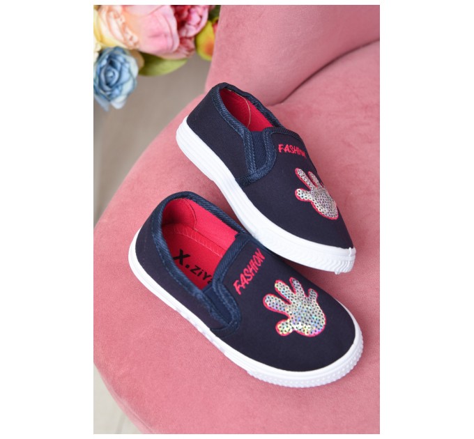 Мокасини дитячі для дівчинки темно-синього кольору 162723L