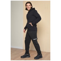 Спортивні штани чоловічі на флісі чорного кольору 165462L