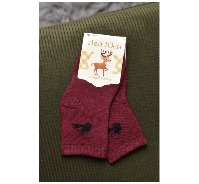 Шкарпетки дитячі махрові бордового кольору 167862L