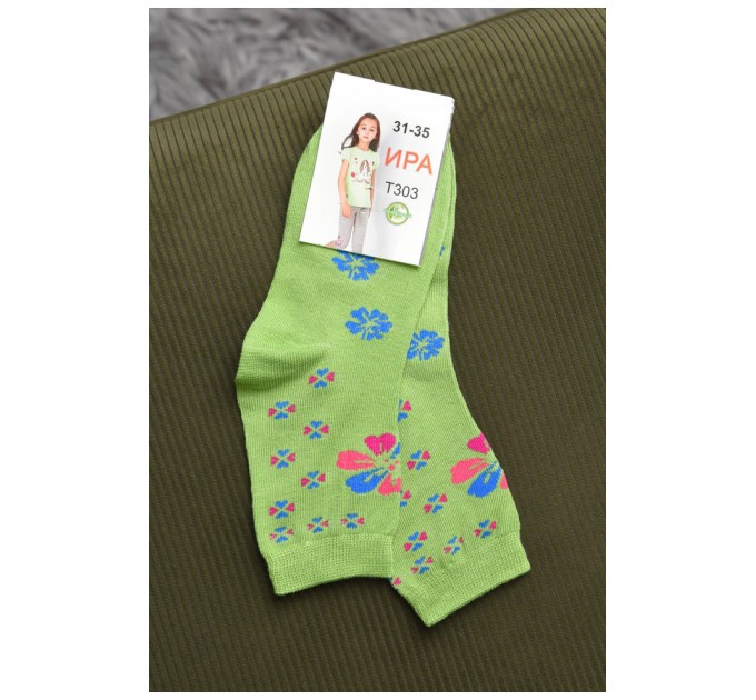 Шкарпетки для дівчинки зеленого кольору з малюнком 168281L