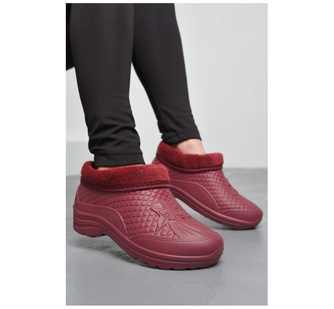 Калоші жіночі на хутрі бордового кольору 169084L