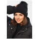 Шапка жіноча на хутрі чорного кольору 169203L