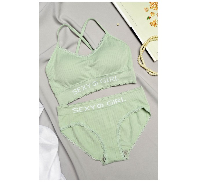 Комплект жіночий оливкового кольору чашка В 169411L