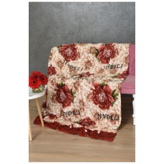 Плед коричневого кольору з квітковим принтом розмір 150*200 170623L