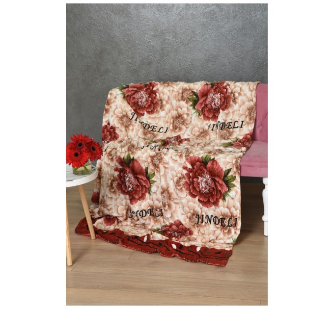 Плед коричневого кольору з квітковим принтом розмір 150*200 170623L