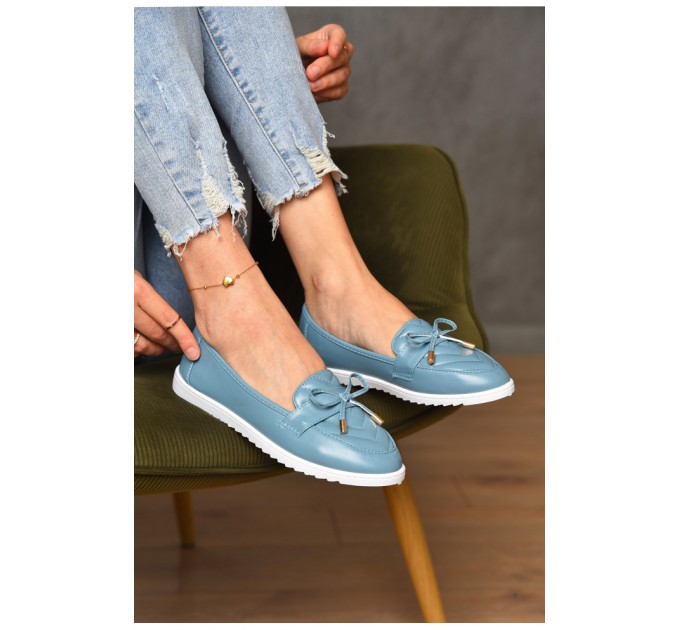 Туфлі-лофери жіночі блакитного кольору 171077L