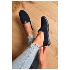 Мокасини жіночі синього кольору тектиль 173022L