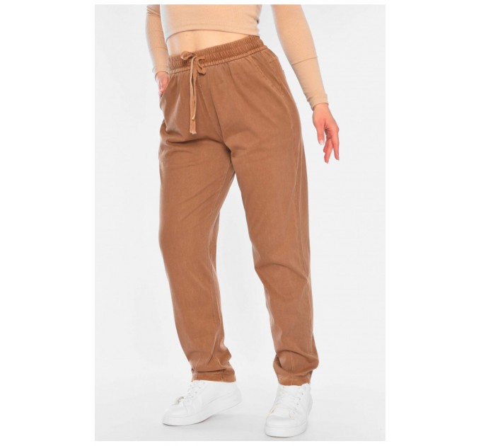 Джинсы женские полубатальные прямые бежевого цвета 173054L