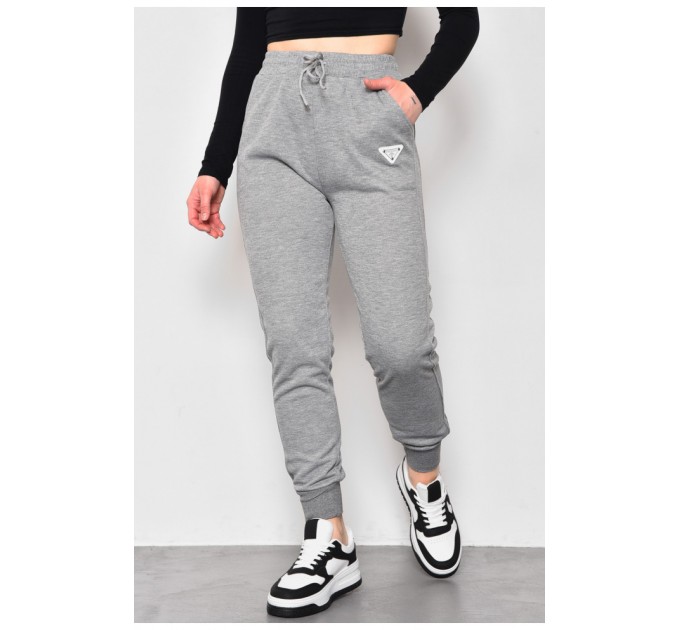Спортивні штани жіночі трикотажні сірого кольору 174464L