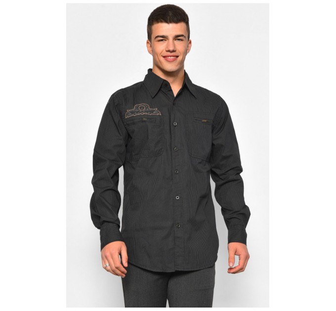 Мужская рубашка черного цвета в полоску 174909L