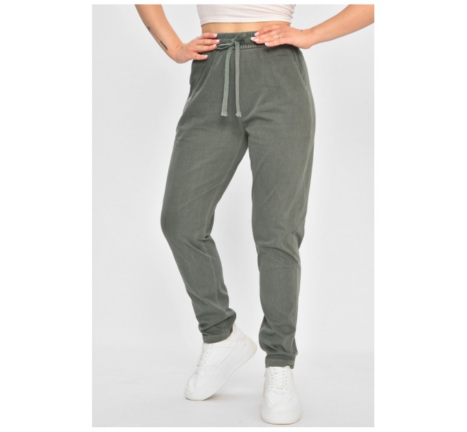 Джинсы женские полубатальные прямые зеленого цвета 175718L