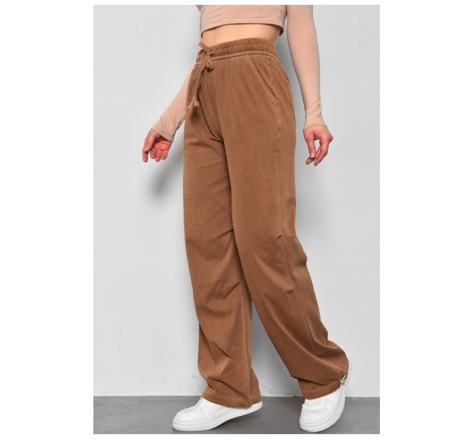 Брюки женские полубатальные коричневого цвета 175978L