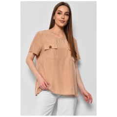 Блуза жіноча з коротким рукавом  бежевого кольору 176170L
