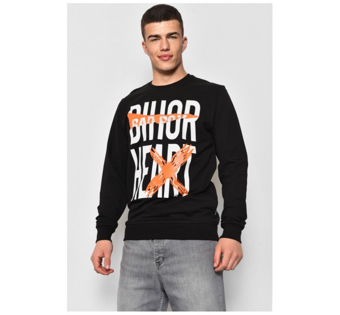 Світшот чоловічий з написом чорного кольору 176974L