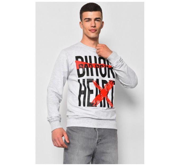 Світшот чоловічий з написом сірого кольору 176977L