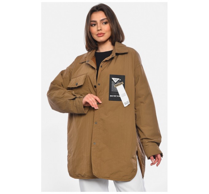 Ветровка женская полубатальная коричневого цвета 178382L