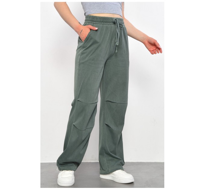 Штани жіночі напівбатальні зеленого кольору 179101L