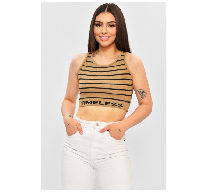 Топ-майка у рубчик жіноча бежевого кольору 179908L