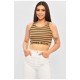 Топ-майка у рубчик жіноча бежевого кольору 179908L