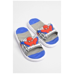 Шльопанці дитячі для хлопчика сірого кольору з людиною-павуком 181122L