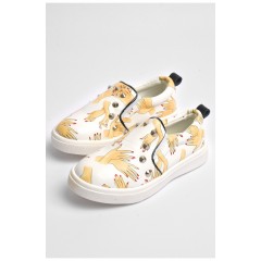 Детские мокасины для девочки белого цвета с принтом 181196L