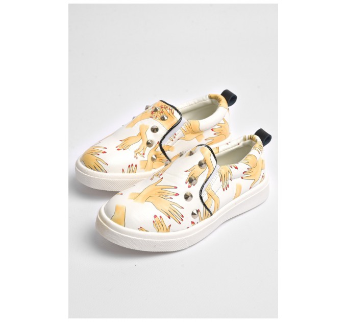 Детские мокасины для девочки белого цвета с принтом 181196L