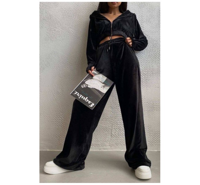 Спортивный женский костюм черного цвета 182504L