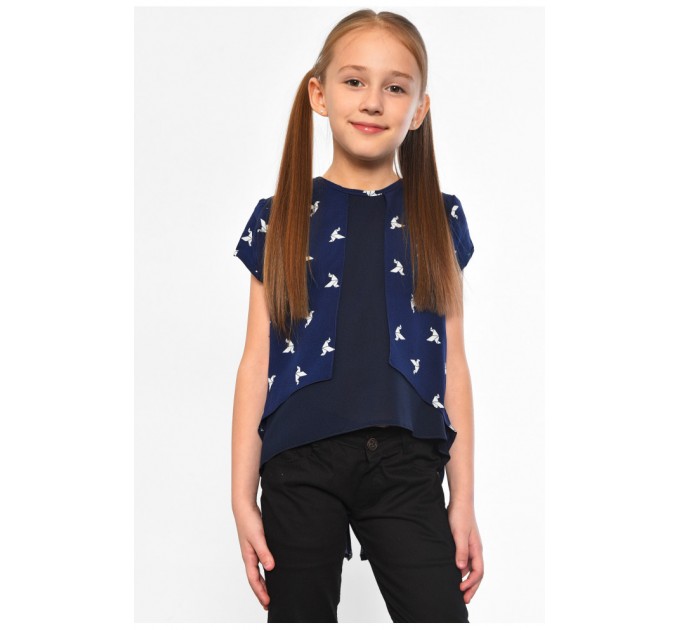 Блуза дитяча для дівчинки синього кольору 182765L