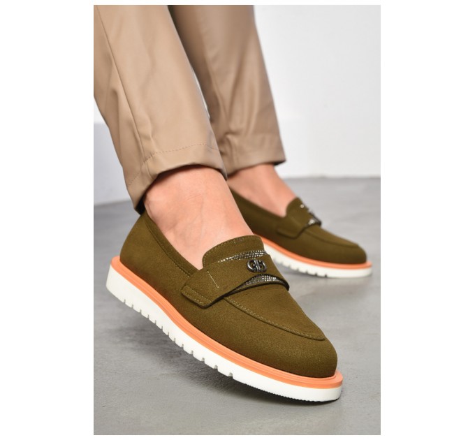 Лофери жіночі темно-зеленого кольору 183331L