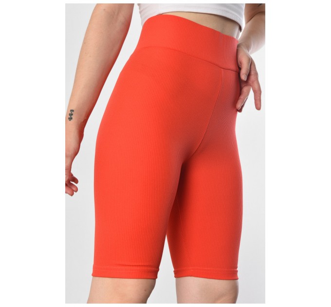 Велосипедки жіночі в рубчик коралового кольору 183346L