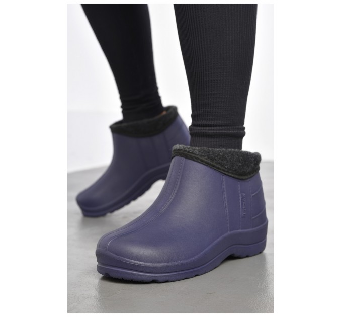 Калоші жіночі на хутрі синього кольору 185342L