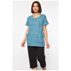 Костюм домашній жіночий напівбатальний зеленого кольору з принтом 185717L