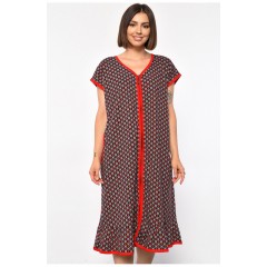 Халат женский полубатальный с принтом красного цвета 185773L