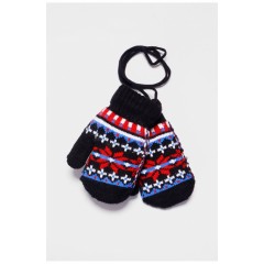 Перчатки детские утепленные черного цвета с рисунком 186506L