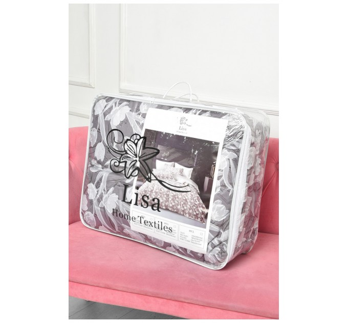 Комплект постільної білизни з ковдрою сірого кольору півторка 186527L