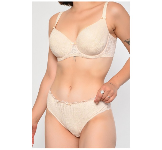 Комплект жіночий бежевого кольору чашка D 186781L