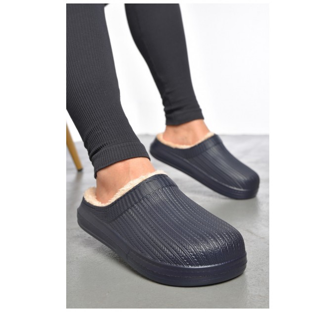 Калоші жіночі без задника утеплені темно-синього кольору 187163L