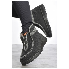 Бурки жіночі на хутрі чорно-сірого кольору 187289L