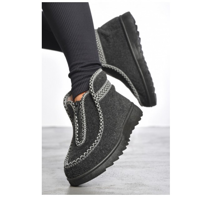 Бурки жіночі на хутрі чорно-сірого кольору 187289L
