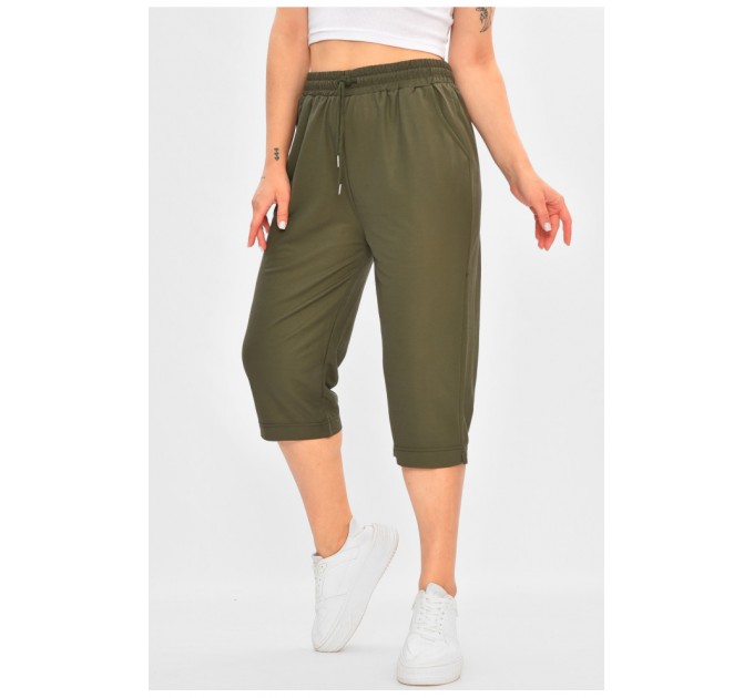 Бриджі жіночі напівбатальні однотонні кольору хакі 187335L