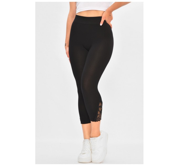 Бриджи женские полубатальные однотонные черного цвета 187337L