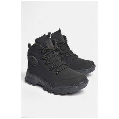 Ботинки подростковые зима черного цвета на шнуровке 187371L Ботинки подростковые зима черного цвета на шнуровке 187371L