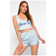 Піжама жіноча блакитного кольору з принтом 187388L
