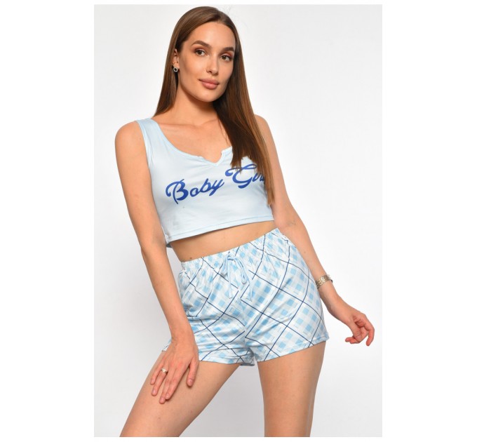 Піжама жіноча блакитного кольору з принтом 187388L
