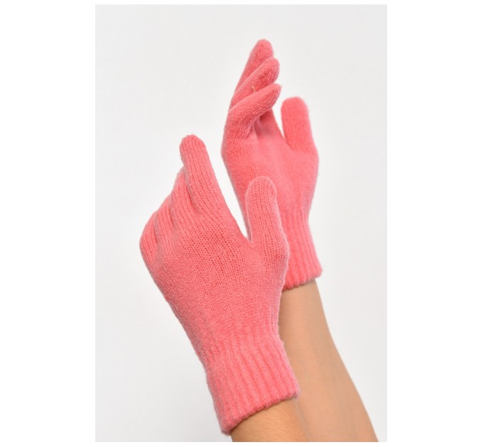 Перчатки трикотажные женские с начесом розового цвета 187418L