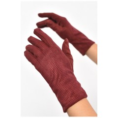 Перчатки женские текстильные сенсорные бордового цвета 187502L Перчатки женские текстильные сенсорные бордового цвета 187502L