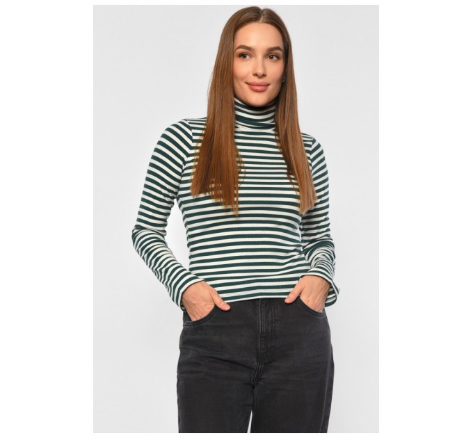 Гольф жіночий в смужку зеленого кольору 187778L