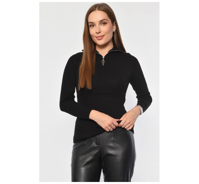 Гольф женский однотонный черного цвета 187888L