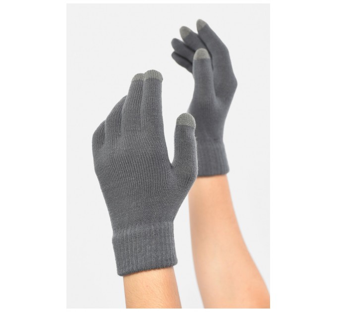 Рукавички жіночі сенсорні сірого кольору утеплені 187983L