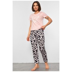 Піжама жіноча персикового кольору з сердечком 188042L